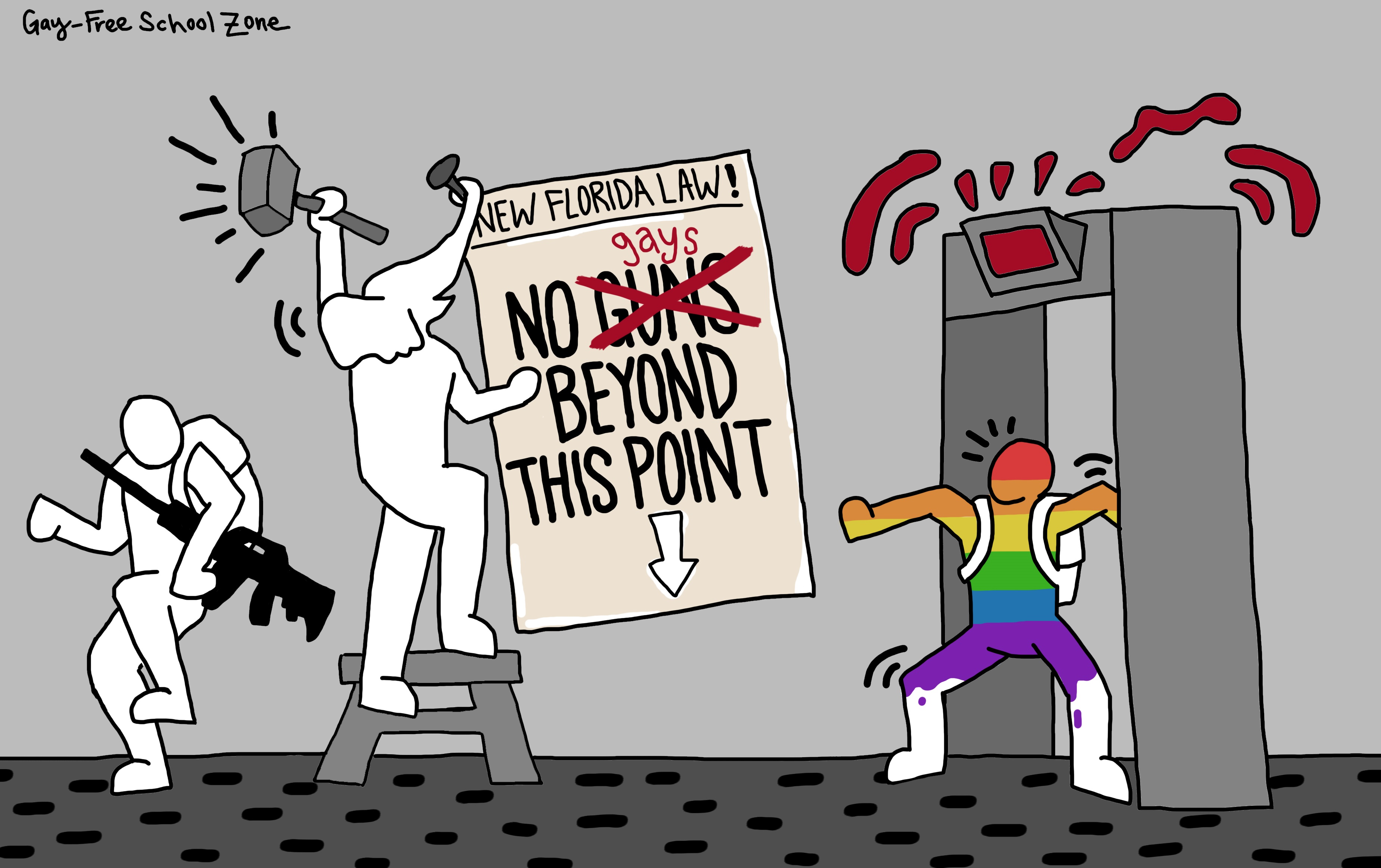 Gay-Free School Zone Editorial Cartoon by GABE SANTIAGO