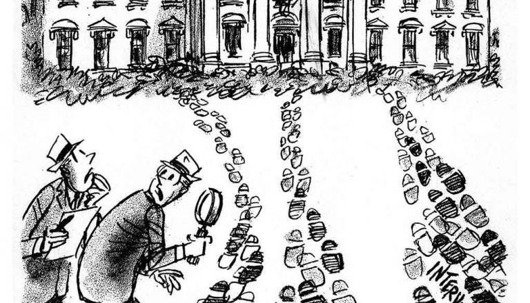 Footsteps to White House cartoon